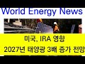 22년 09월 09일 세계 에너지 뉴스 미국 ira inflation reduction act 영향으로 2027년까지 태양광 3배 증가 전망