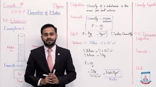 Class 9 - Physics - Chapter 7 - Lecture 2 - 7.2 Density, 7.3 Pressure - Allied Schools