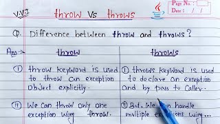 Difference between throw and throws in Java | Throw Keyword vs Throws Keyword