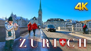 Switzerland Zurich / From Münster Bridge / City Center walking tour 4K 60fps