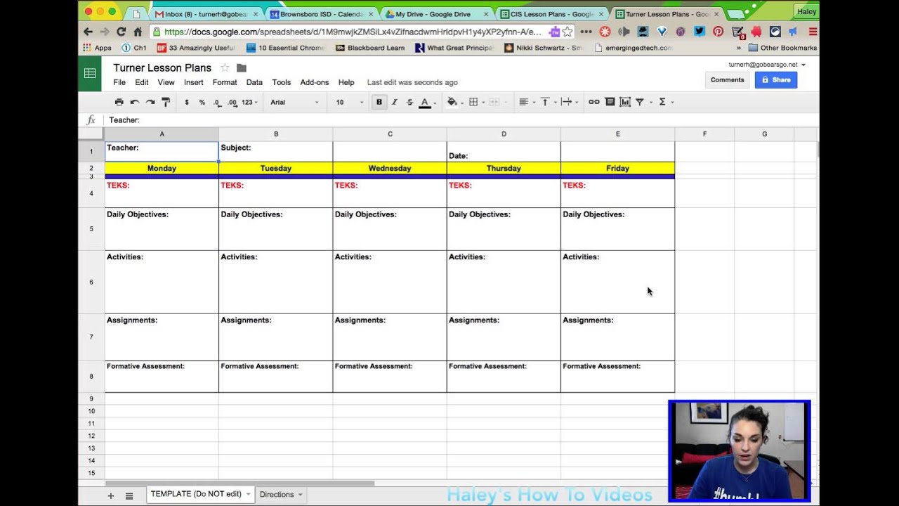 Creating Lesson Plans From A Template In Google Sheets - YouTube