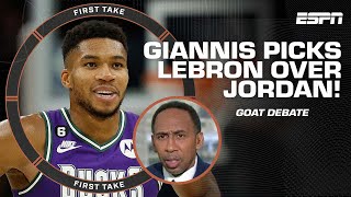 Giannis chooses LeBron over MJ in the GOAT debate 👀 Stephen A. isn't having it! | First Take