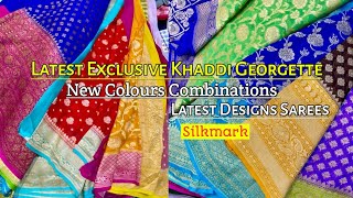 Exclusive Latest New Pure Khaddi Georgette Sarees by Absolute Fashion Varanasi