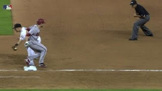 ARI@MIA: Pollock gets infield hit, puts D-backs ahead