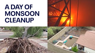 Phoenix area residents clean up after latest monsoon storm left its mark on the Valley