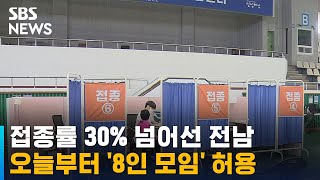 접종률 30% 넘어선 전남, 오늘부터 8인까지 모임 허용 / SBS