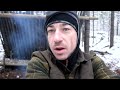 Solo Bushcraft Camp. 2 Nights in the Snow - Natural Shelter, Minimal Gear
