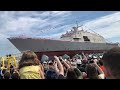 launch of the future u. s. navy warship uss cleveland lcs 31