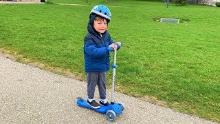 Zack Learn To Ride A Toddler Scooter for first time Going to play at the playground for kids