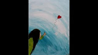 How to make easy painting for beginners , Girl love heart, acrylic painting on Canvas, short video