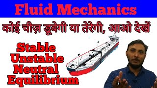 Stability of a floating body in hindi (According to metacentre) || Fluid mechanics in hindi