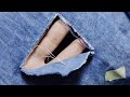 Teach yourself amazing sewing skills to fix a hole in your jeans shirt in an interesting way