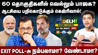 Delhi Election Exit Poll Results | 60 தொகுதிகளில் வெல்லும் BJP | கெஜ்ரிவால் ஆட்சி காலி | The South