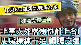 【賽馬貼士】香港賽馬 10月6日 跑馬地馬場 3T場次鐵三角|上季大外檔洩位都上名! 馬房操練十足 鋼膽之選