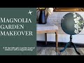 From Trash to Treasure, refinishing a table in a magnolia inspired design with paint & transfers