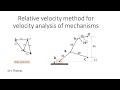Relative velocity method for velocity analysis of planar mechanism