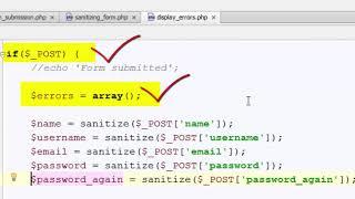 PHP Day 7 display errors to registering users