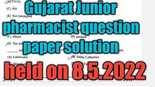 Gujarat Junior pharmacist question paper 2022#gujaratjuniorpharmacistanswerkey2022#pharmamcq