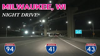 Milwaukee Night Drive: I-94 WB / I-41 \u0026 I-43 NB Concurrencies