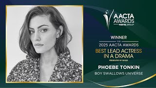 Phoebe Tonkin (Boy Swallows Universe) wins the AACTA Award for Best Lead Actress in a Drama