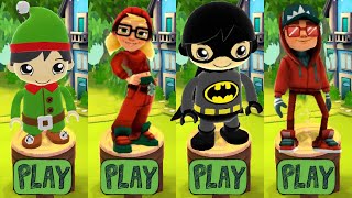 Tag with Elf Ryan and Batman Ryan vs Subway Surfers Festive Characters - Run Gameplay
