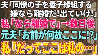 【スカッとする話】夫が同僚の子を養子縁組したいと言い出した！怪しいので断ると夫「なら離婚する！さっさと出て行け！」荷物をまとめて出て行くと突然元夫から連絡が「なんでお前が！？」→まさか展開に【修羅場】