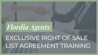 Florida Contract Training: Exclusive Right of Sale List Agreement - August 2024