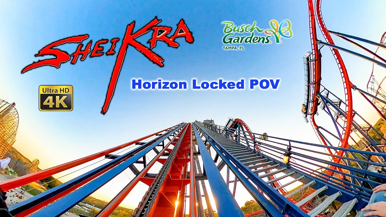 Sheikra Roller Coaster On Ride Front Row Horizon Locked 4K POV Busch ...