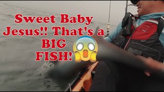 MYSTERY Fish takes me for a LONG slay ride | Marin Coast Salmon Fishing on my HOBIE revolution