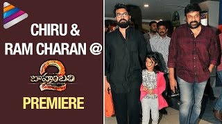 Chiranjeevi and Ram Charan Watch Baahubali 2 | Prabhas | Anushka | Rana | SS Rajamouli | #Baahubali2