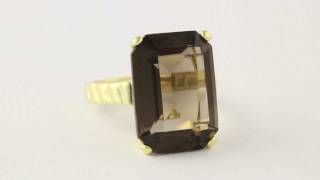 Smoky Quartz 14k Gold-Plated Ring