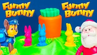 Playing the Funny Bunny Game with Paw Patrol vs Santa Claus Toys