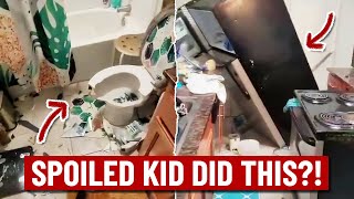 Spoiled kid DESTROYS house after mom took away his phone?!