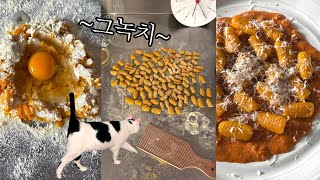 단호박 뇨끼 대량생산🧀 로제소스뇨끼, 양푼이샐러드 🥙 vlog