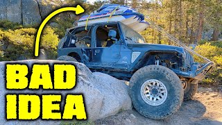 DON'T BE THIS GUY! Jeep with Rooftop Jet Skis Off Roads Down the Rubicon Trail!
