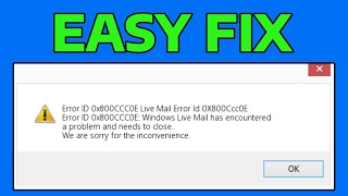 How To Fix Outlook Mail Error 0x800CCC0E in Windows