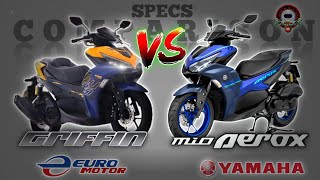 EURO GRIFFIN 180i vs YAMAHA MIO AEROX 155 SPECS COMPARISON