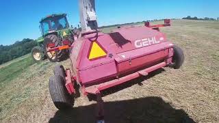 Chopping Hay with our GEHL 1285 Chopper and 8100 John Deere