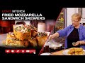 Fried Mozzarella Sandwich Skewers