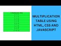 Multiplication Table using HTML, CSS and JavaScript | JavaScript Project