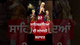 ਛੋਟੇ ਸਾਹਿਬਜ਼ਾਦਿਆਂ ਦੀ ਲਾਸਾਨੀ ਸ਼ਹਾਦਤ। Chhote Sahibzaadeyan Di Shahadat