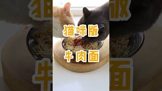 我猜你没有见过猫咪吃面吧！