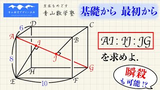 直方体の対角線に下ろされた垂足の位置／三つ子の直角三角形（アーキタスの定理　等）／直線と平面の垂直関係【高校受験　一日一問】