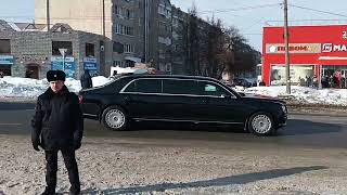 Владимир Владимирович Путин приехал в г.Цивильск Чувашской Республики. Кортеж машин 22.02.2024г