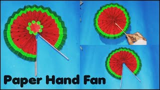 How to make a Paper Fan |Diy Hand Fan|Paper Pop -Up Fans|Watermelon Paper Fan|Summer Fan|Fan Decor