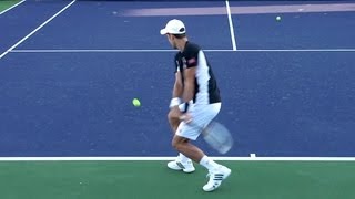 Novak Djokovic Forehand and Backhand from Back Perspective - Indian Wells 2013