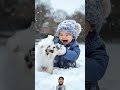 cute pappy 🥰🥰 funny cute cutebaby dog baby 宝宝与狗狗 当人类幼崽遇到小动物 雪地里撒欢 萌娃和萌宠 被萌娃和狗狗治愈了