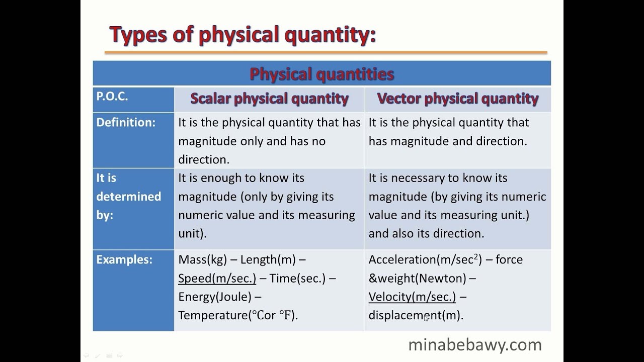 Vector Quantity Examples List