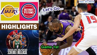 Los Angeles Lakers vs Detroit Pistons 1st QTR Game Highlights | NBA Season Dec 23, 2024