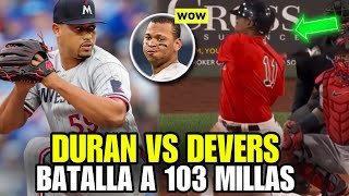 JHOAN DURAN ENFRENTÓ A RAFAEL DEVERS CON RECTAS DE 102 y 101 MILLAS, RED SOX VS TWINS LIVE - MLB